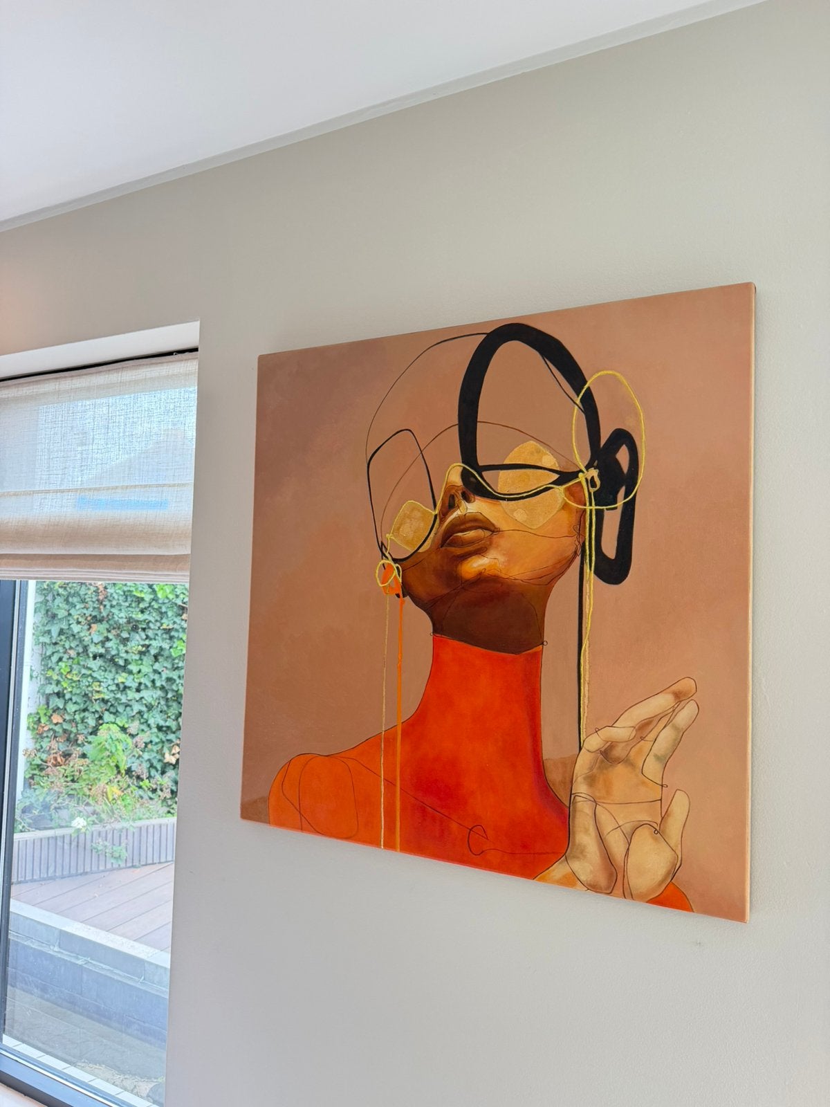 Handgeschilderd schilderij 90x90 cm – modern kleurrijk, Ophalen of Verzenden