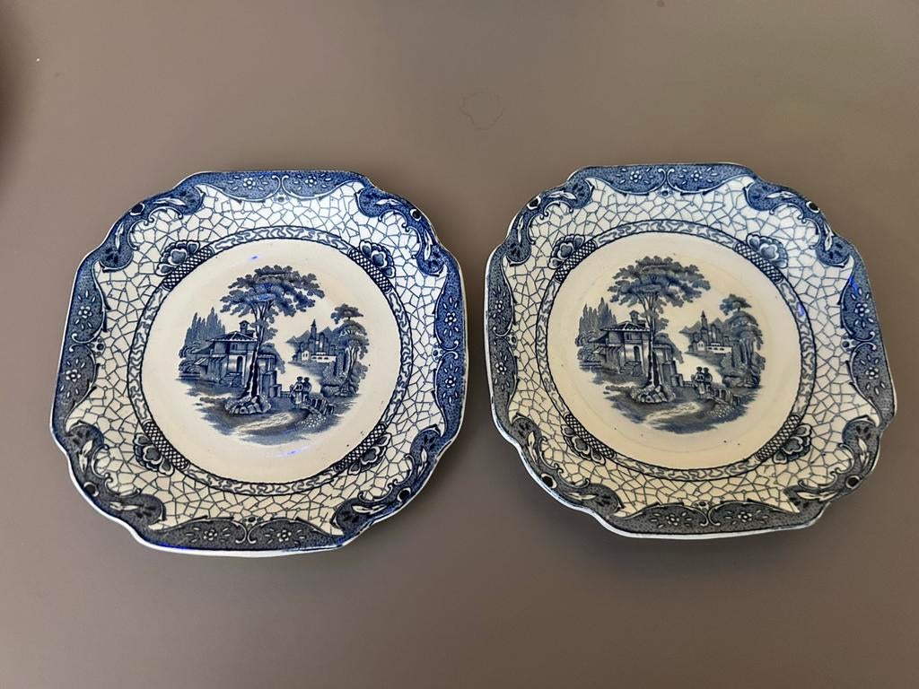 Adams Landscape gebaksbordjes 14cm 2 stuks, Antiek en Kunst, Antiek | Wandborden en Tegels, Ophalen of Verzenden