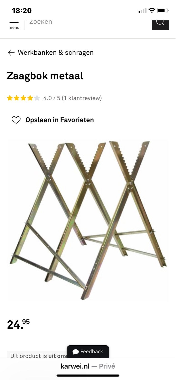 Hakblok / Zaagbok metaal - Inklapbaar, Doe-het-zelf en Verbouw, Ophalen, Nieuw, 70 tot 120 cm, Inklapbaar