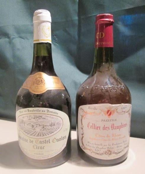 2x Rode franse Wijnen - Cotes du Rhone - 1992, Frankrijk, Ophalen of Verzenden, Zo goed als nieuw, Rode wijn
