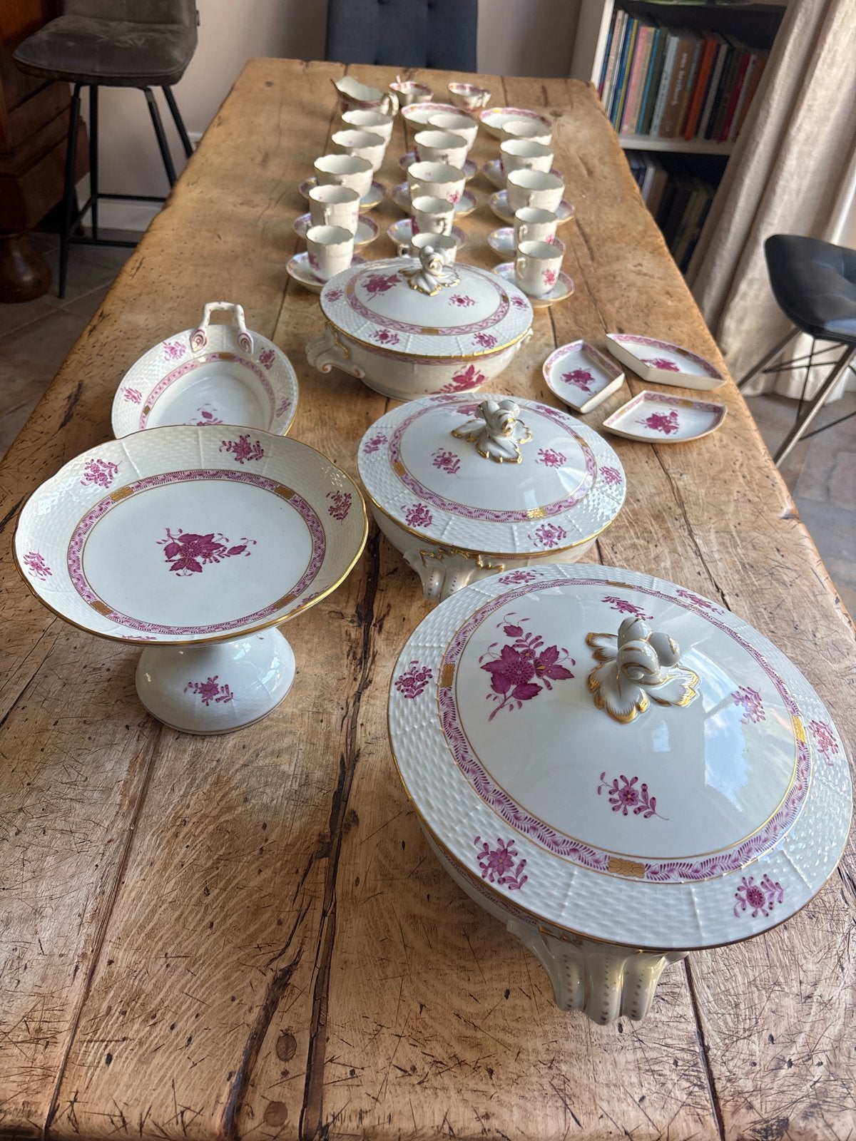 Prachtig Herend Hongaars Porselein Servies - Apponyi Purper, Antiek en Kunst, Ophalen