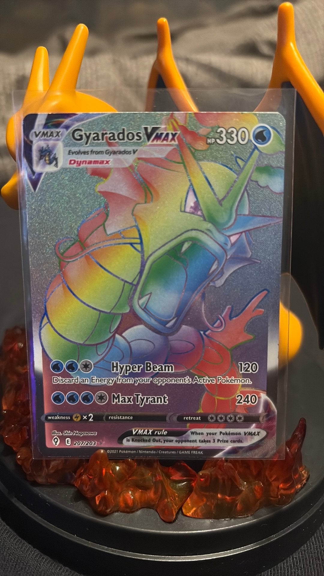 Gyarados vmax 207 evolving skies, Ophalen of Verzenden, Zo goed als nieuw, Losse kaart, Foil