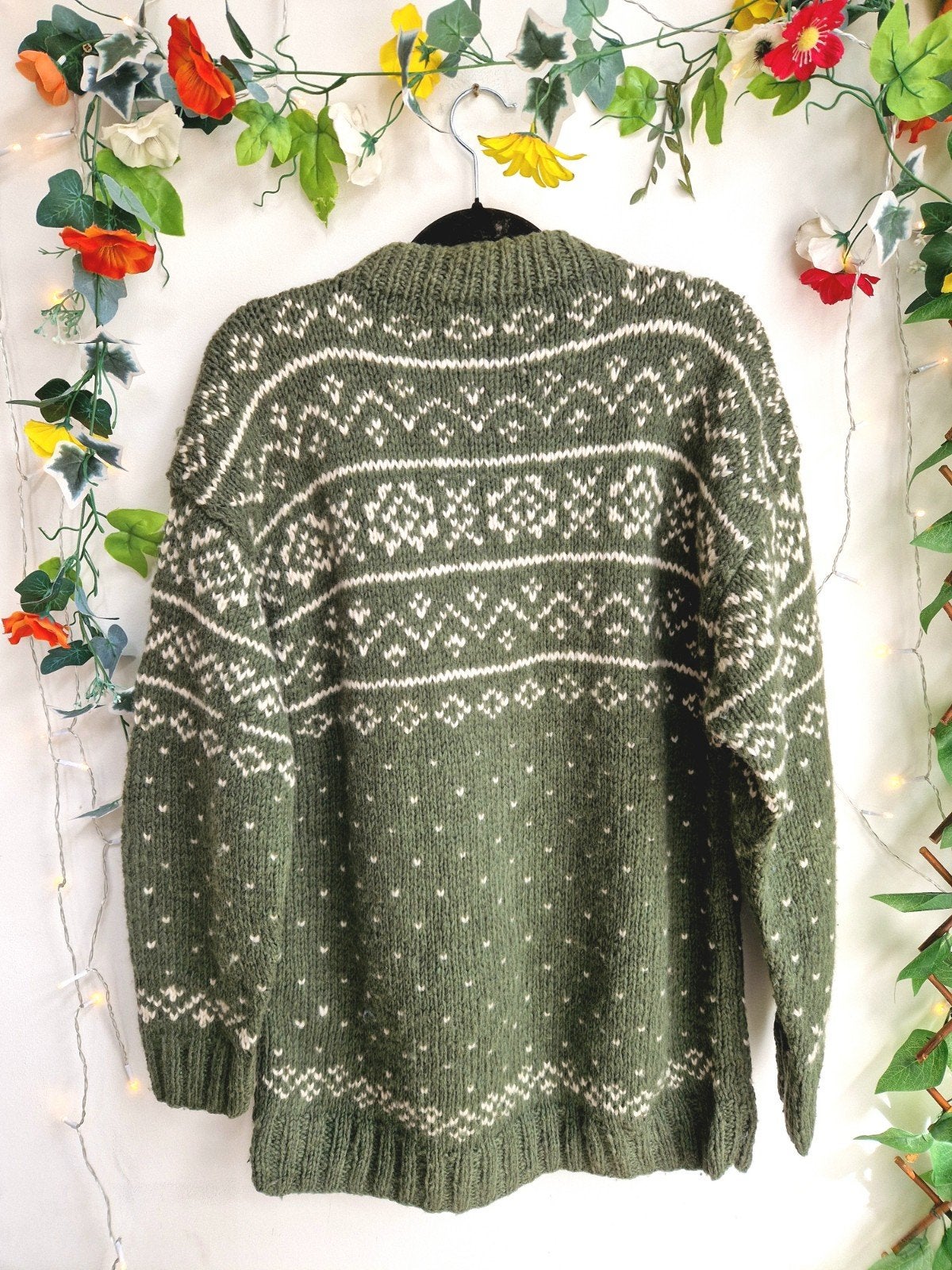 heerlijk zachte dikke vintage groene handgemaakte trui, Kleding | Dames, Truien en Vesten, Verzenden, Zo goed als nieuw, Maat 46/48 (XL) of groter