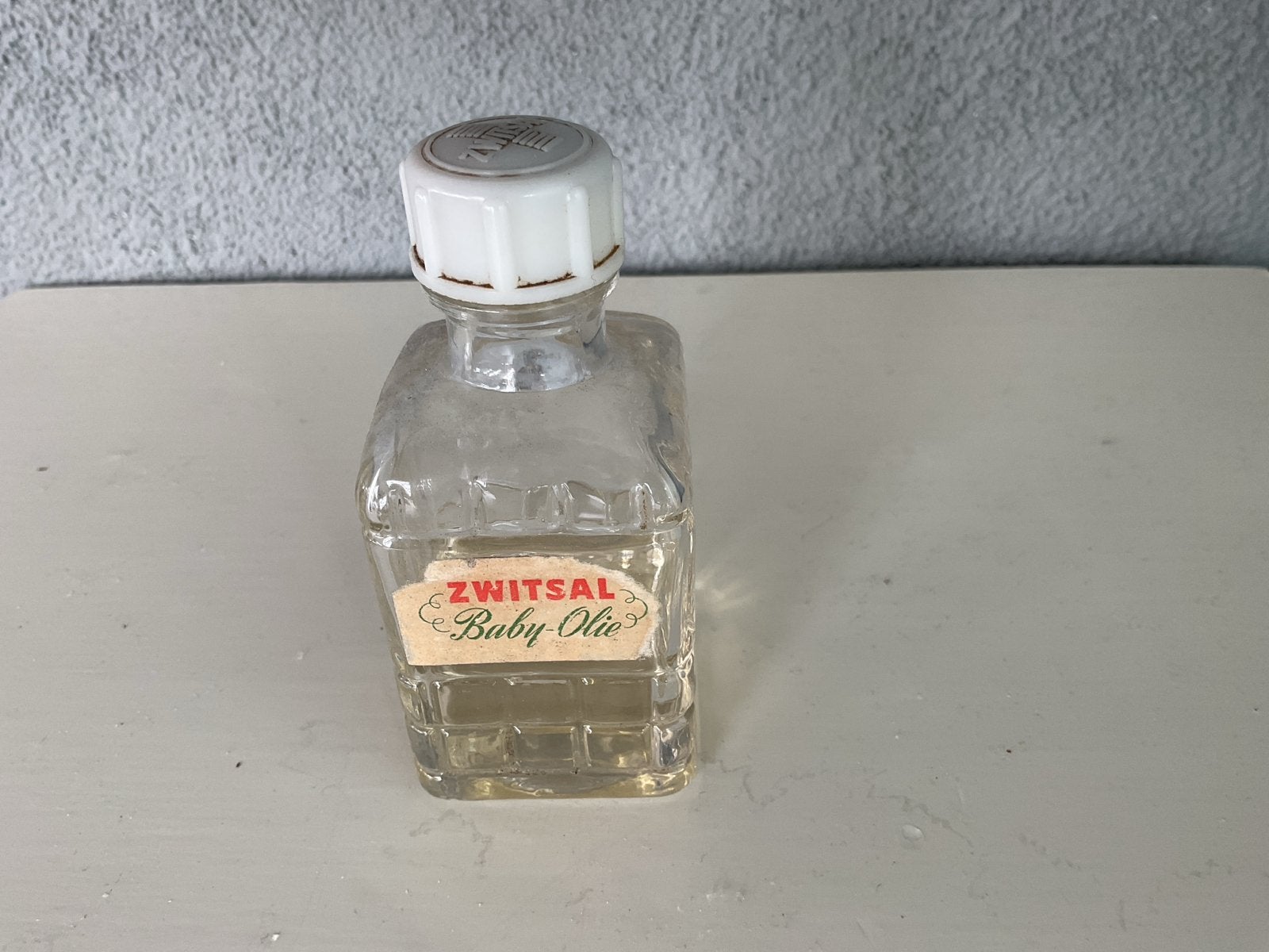 Vintage Zwitsal Baby Olie Flesje met inhoud., Ophalen of Verzenden, Gebruikt