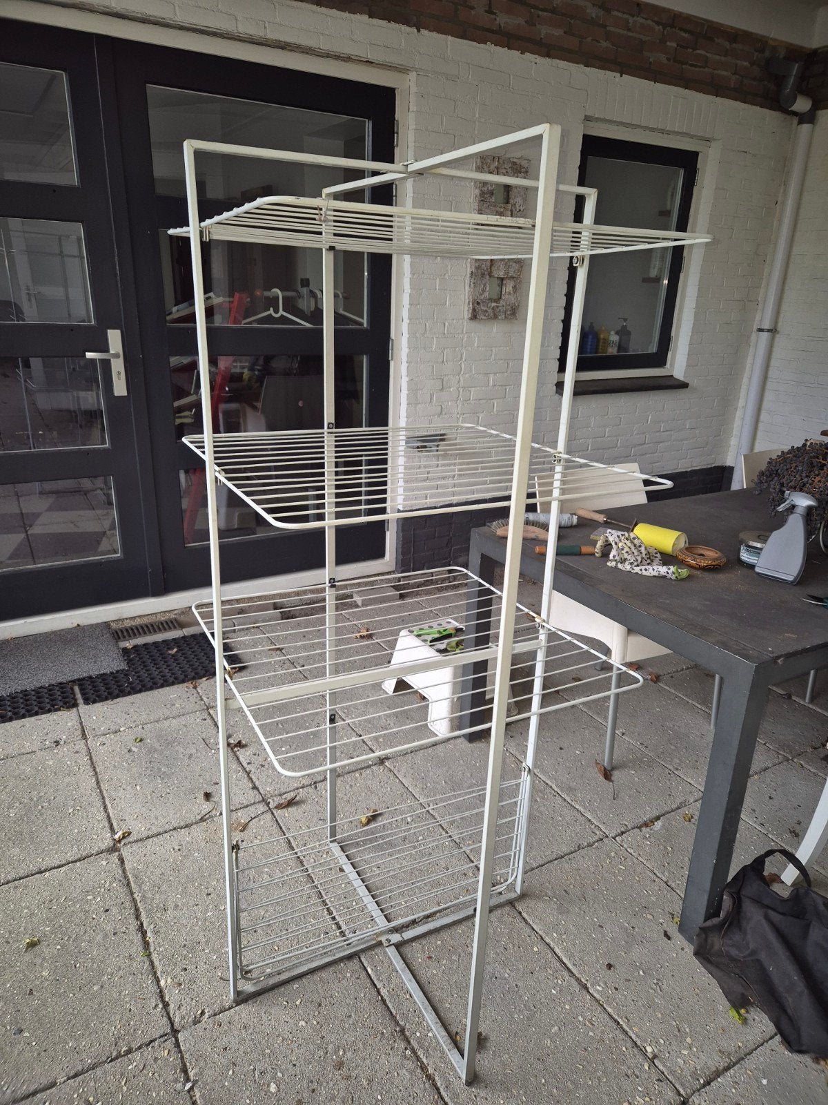 Praktisch wit wasrek - ideaal voor binnen en buiten, Tuin en Terras, Ophalen of Verzenden, Gebruikt, Wasrek