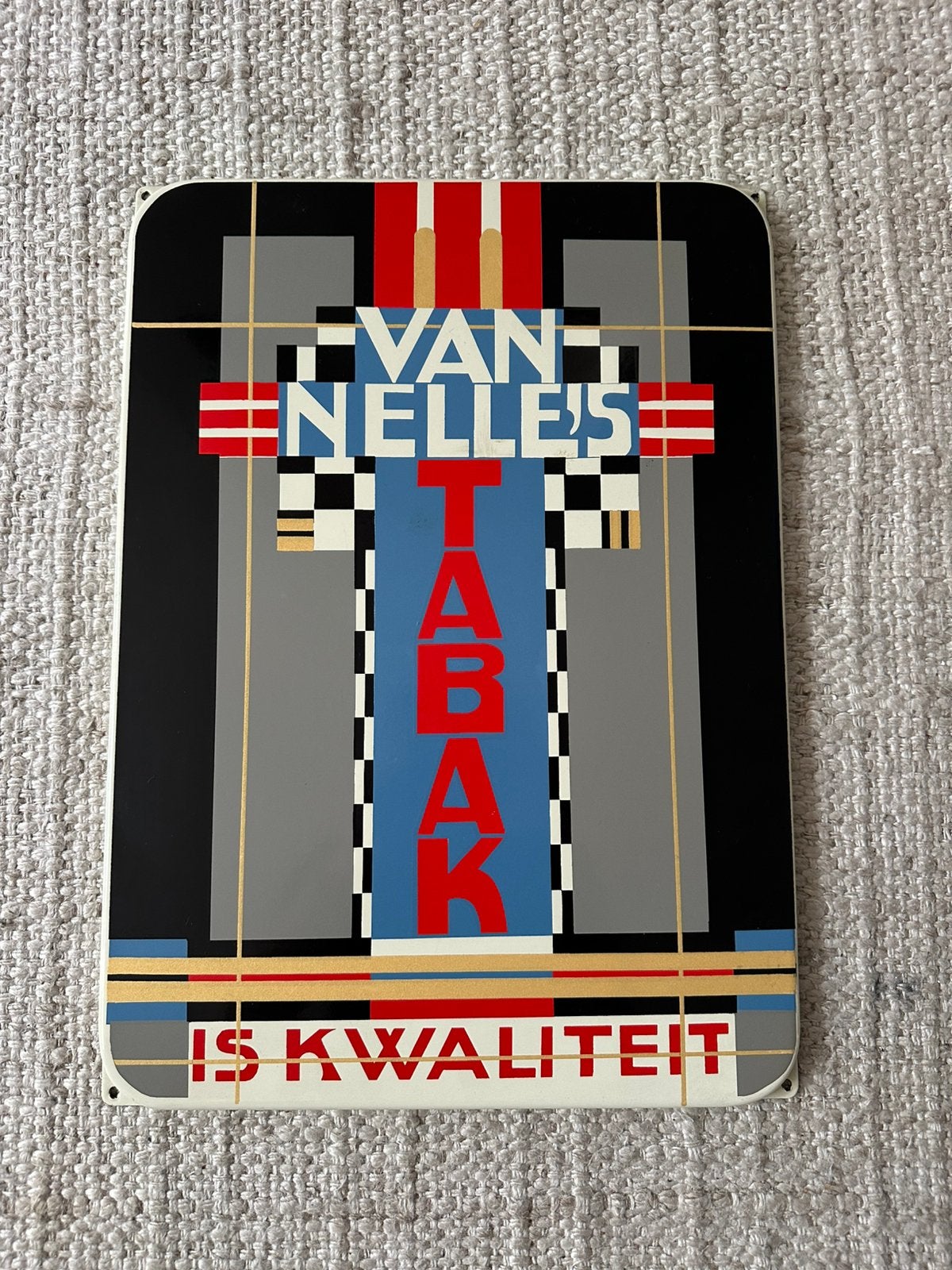 Oud reclamebord van Nelle tabak is kwaliteit gietijzer 46x33, Verzamelen, Ophalen of Verzenden, Reclamebord