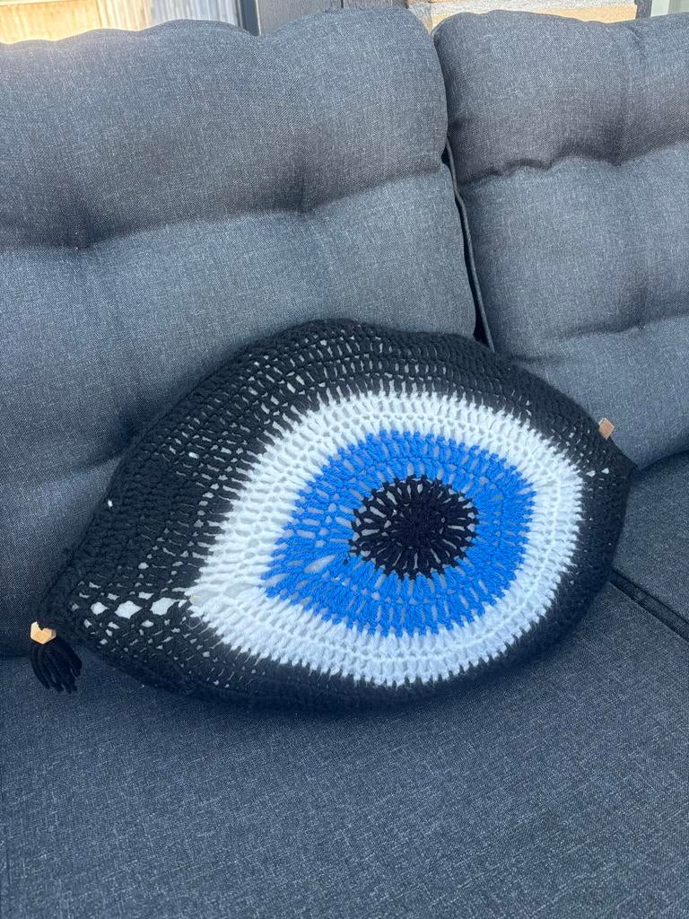 Handgemaakt Boze Oog Sierkussen - Bescherming & Decoratie, Huis en Inrichting, Ophalen of Verzenden, Nieuw, Zwart, Overige vormen