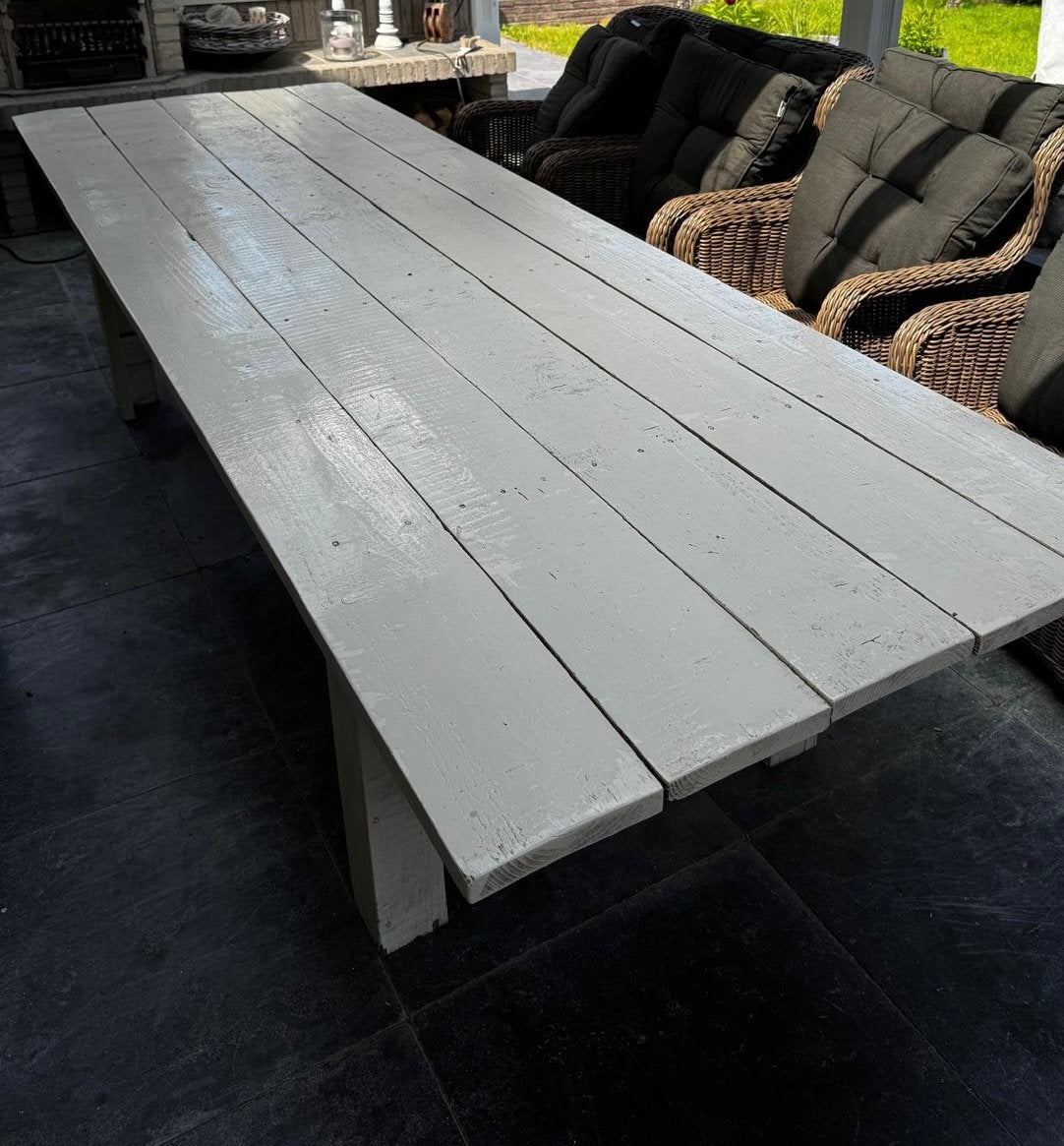 Steiger houten tuintafel 3x1 meter. 8-12 personen, Tuin en Terras, Ophalen, Gebruikt, Rechthoekig, Hout
