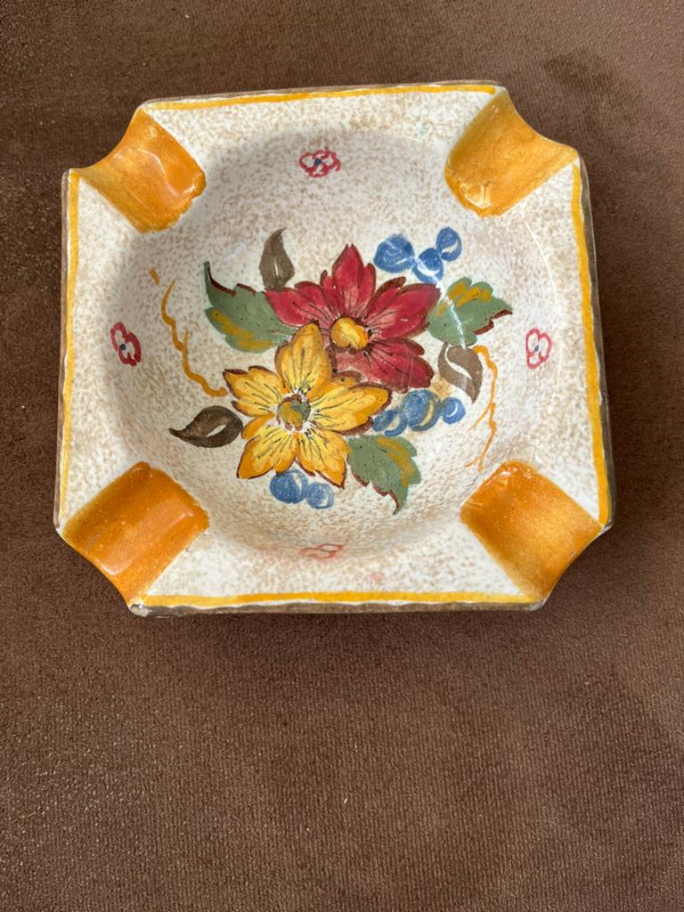 Asbak Vintage Bonny Gouda Platel met Bloemmotief, Ophalen of Verzenden