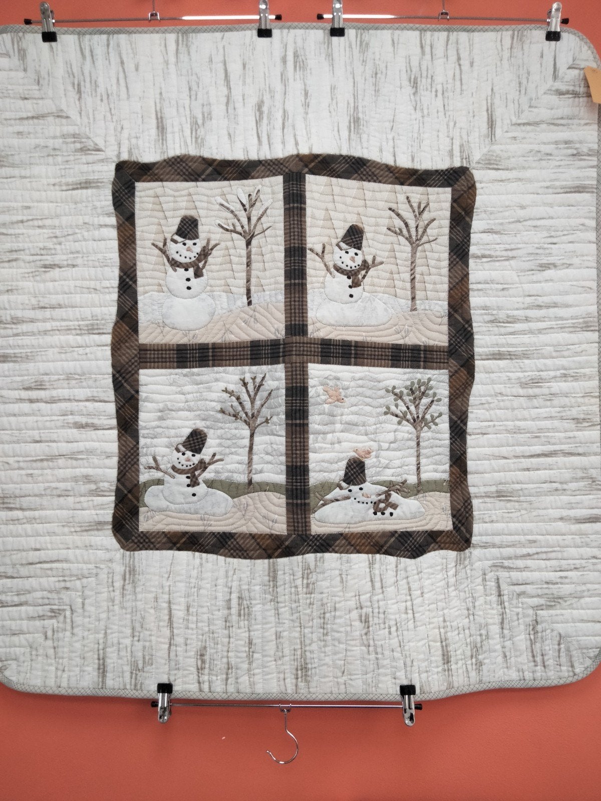 Handgemaakte Quilt met Sneeuwpop Applicaties (ca. 100x95cm), Ophalen of Verzenden, Nieuw