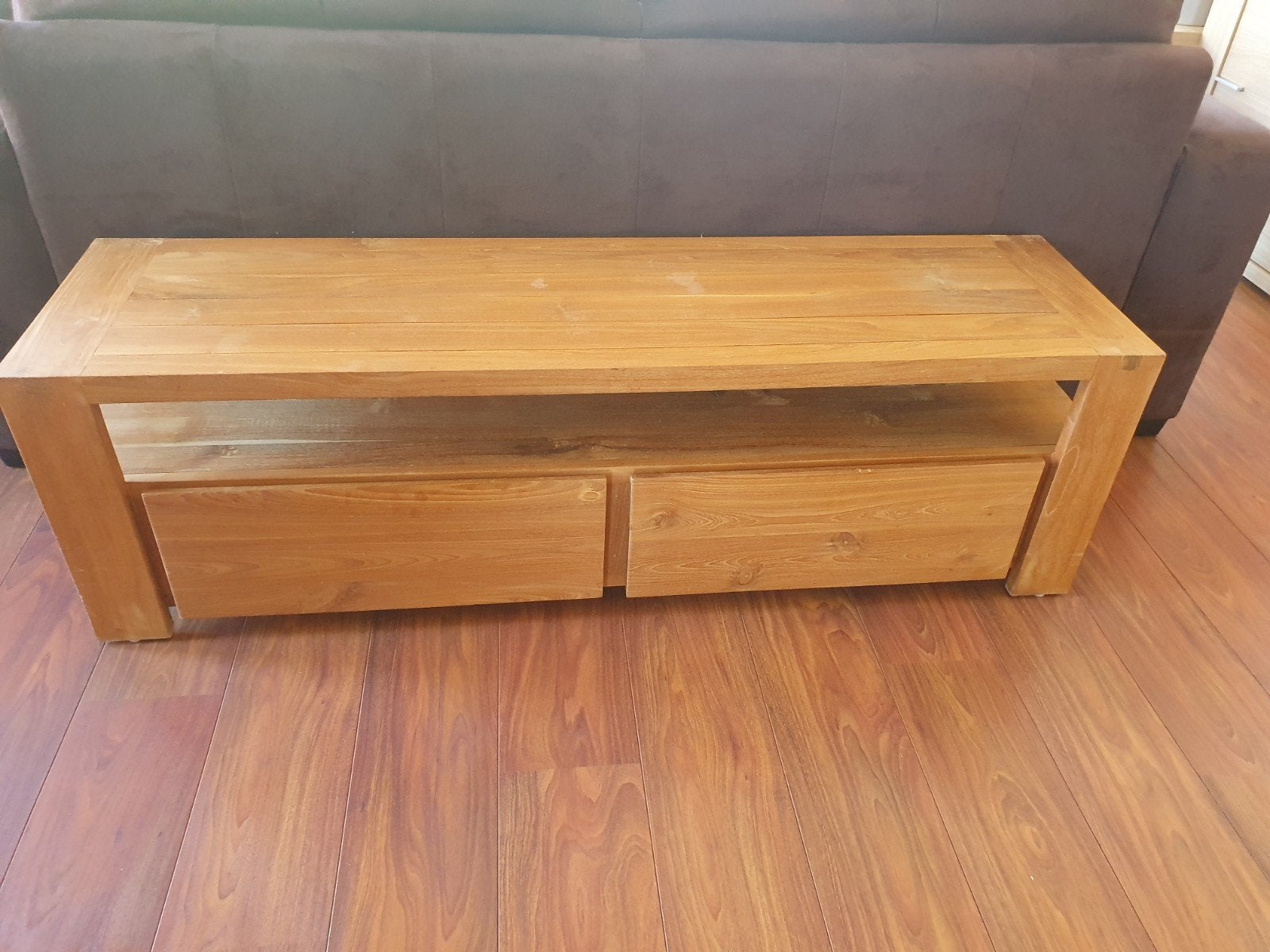 Massief teakhouten kast, tv-meubel, Ophalen, 25 tot 50 cm, Teakhout, Minder dan 100 cm