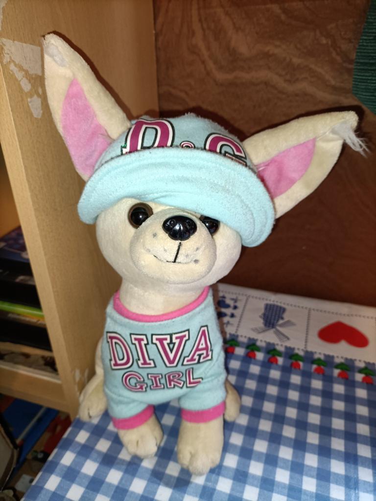 Chihuahua knuffel Diva girl met pet 31 cm groot, Ophalen of Verzenden, Zo goed als nieuw, Overige typen
