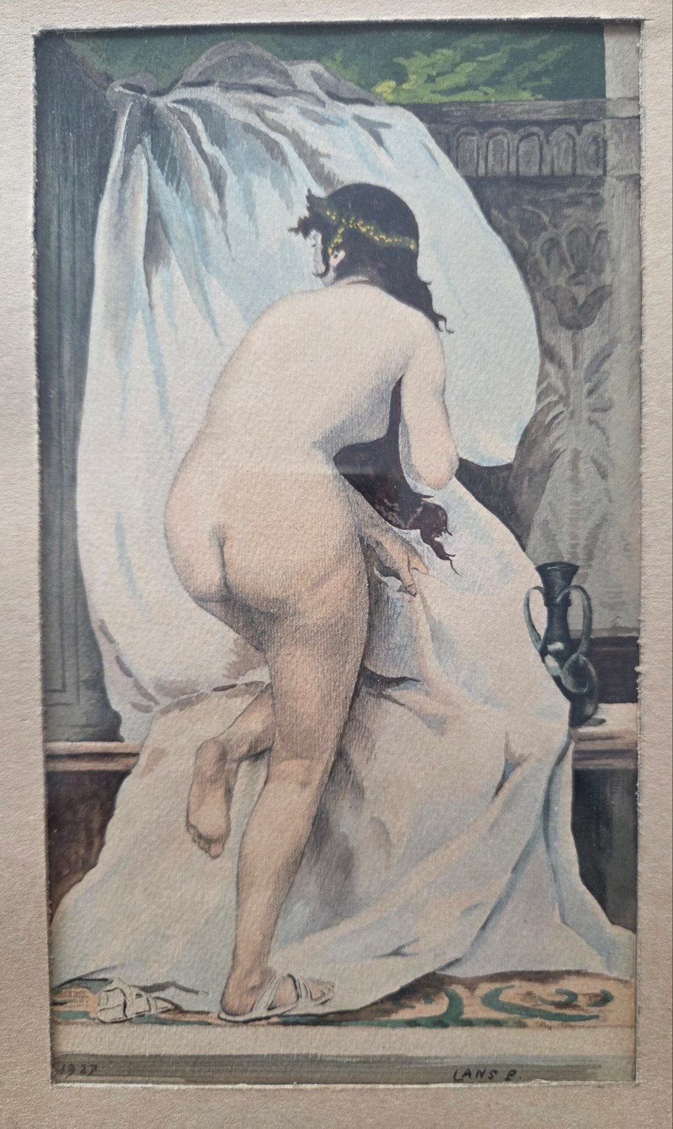 Petrus van der Lans 1884-1957. Naakt. Aquarel in 1927., Antiek en Kunst, Ophalen of Verzenden