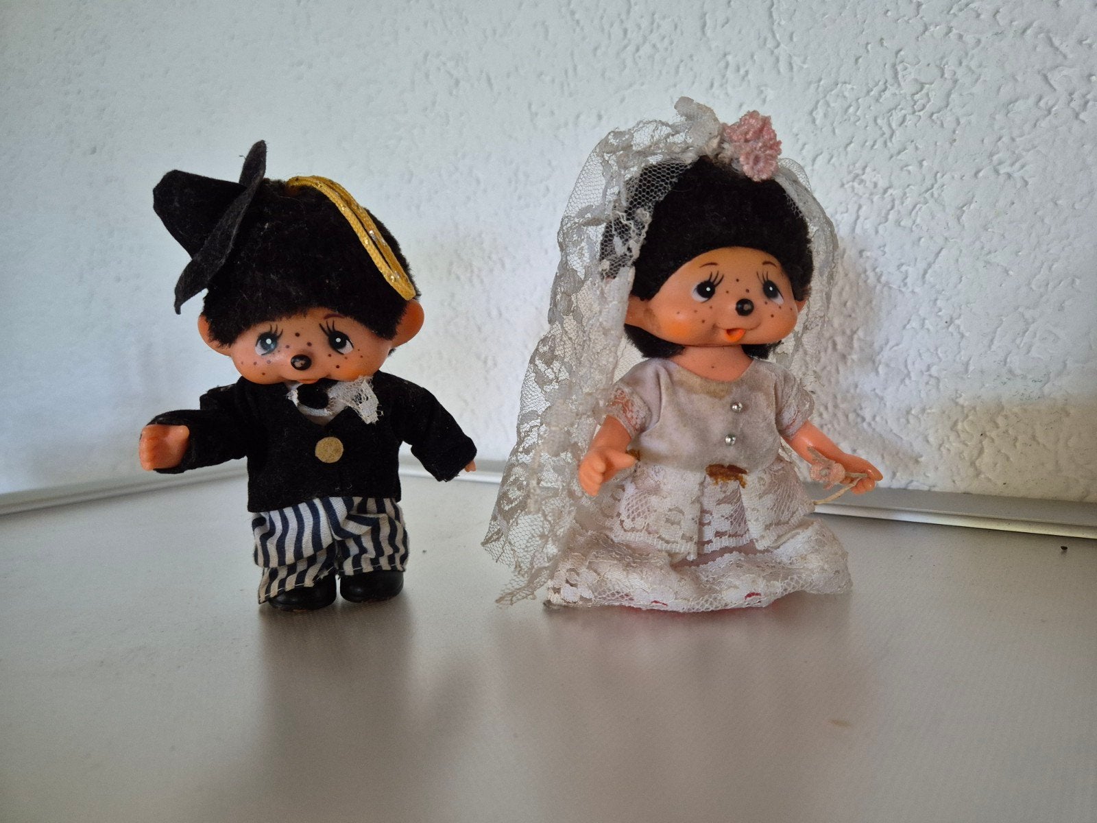 ​Vintage Monchhichi Bruidspaar Aapjes (Trouwpaar Set), Ophalen of Verzenden, Gebruikt