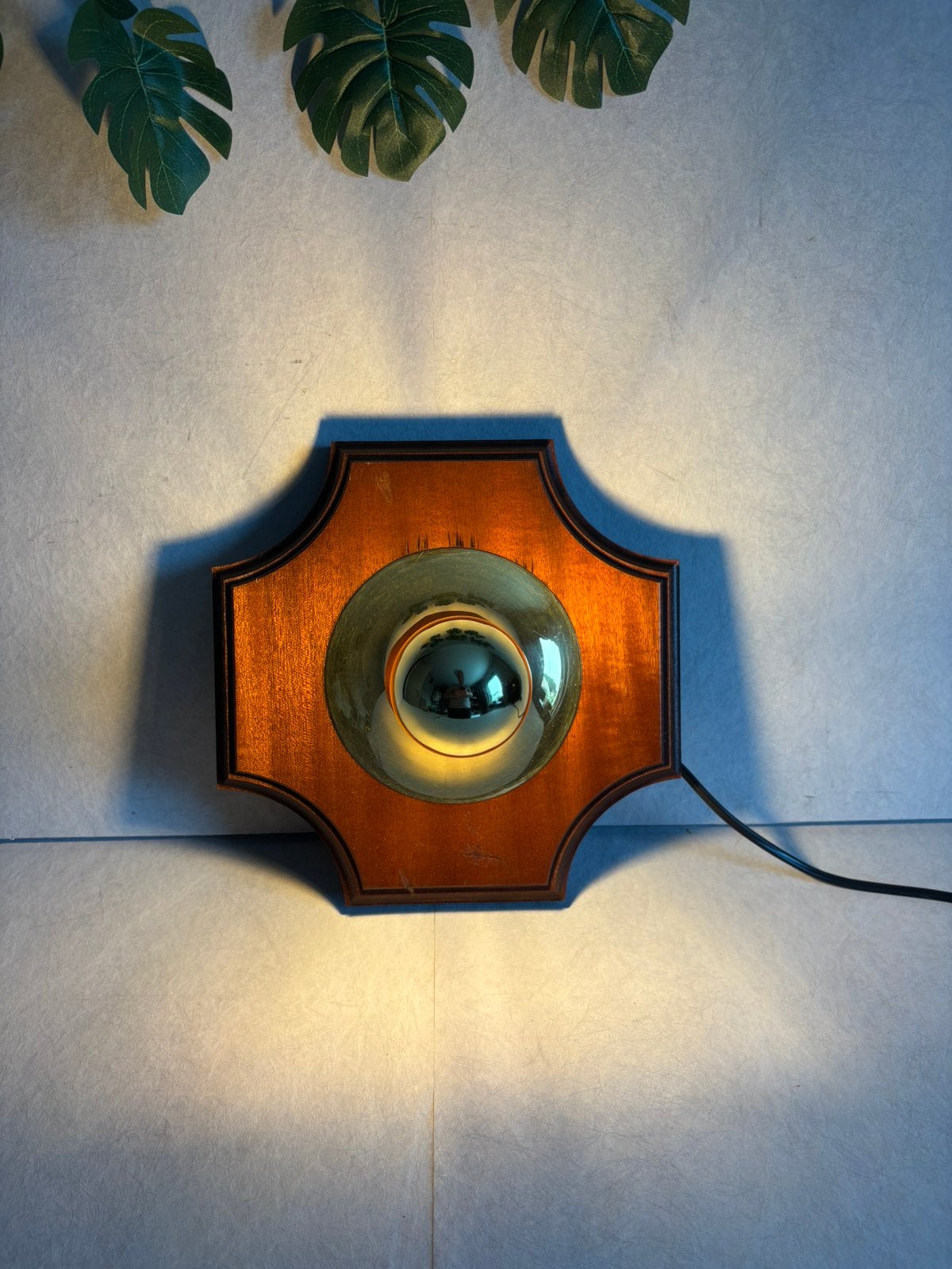 Vintage Hustadt Leuchten wandlamp / plafondlamp MCM, Ophalen of Verzenden, Gebruikt, Hout