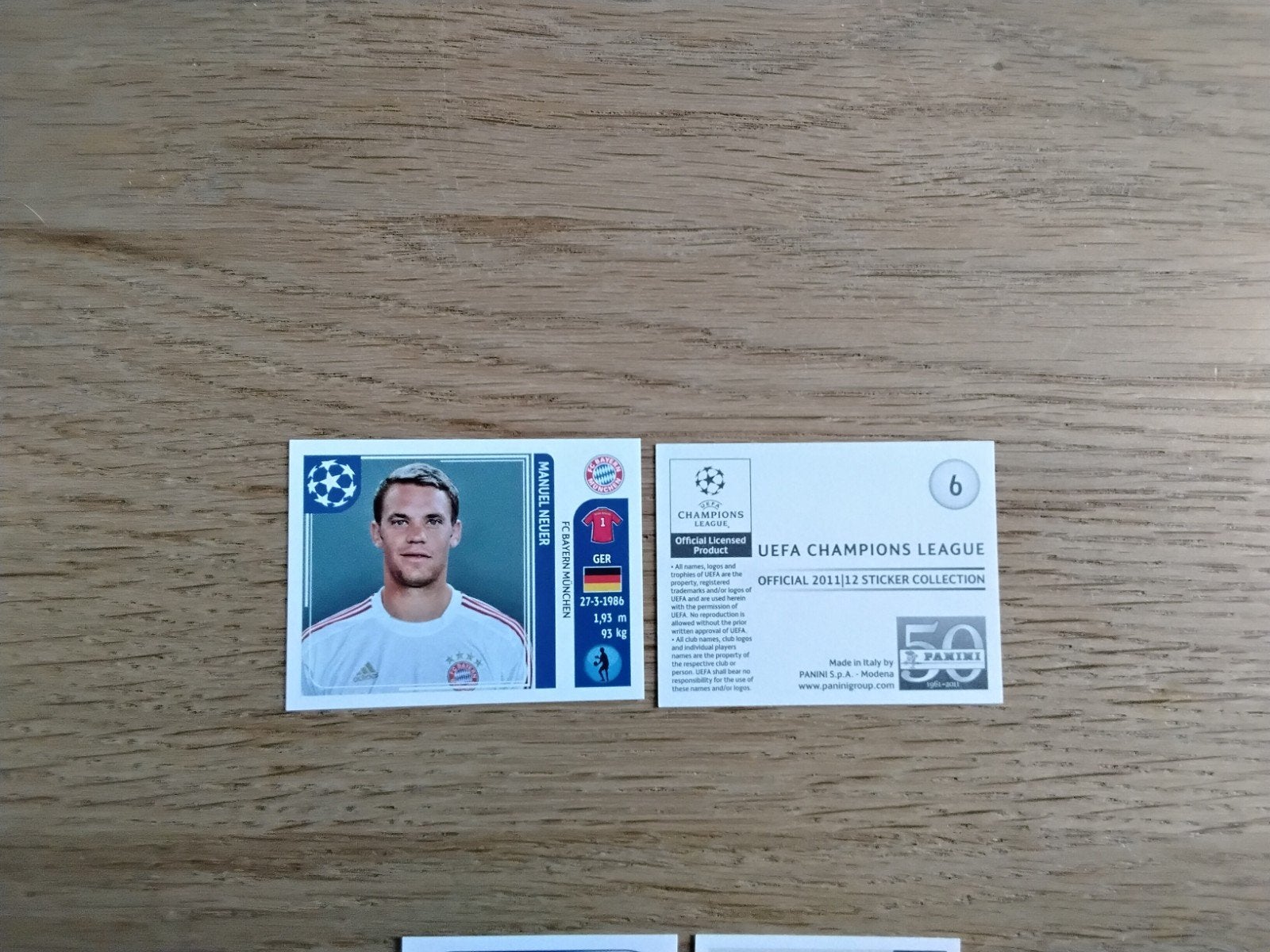 Manuel Neuer Panini sticker UEFA Champions League 2011/2012, Ophalen of Verzenden, Zo goed als nieuw, Buitenlandse clubs, Poster, Plaatje of Sticker