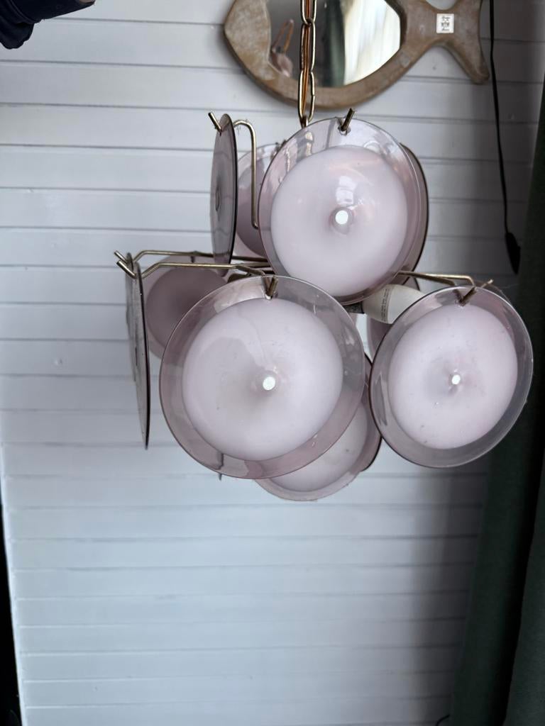 Vintage glazen hanglamp - Mist 1 glaasje, Ophalen of Verzenden, Gebruikt, Glas, Minder dan 50 cm