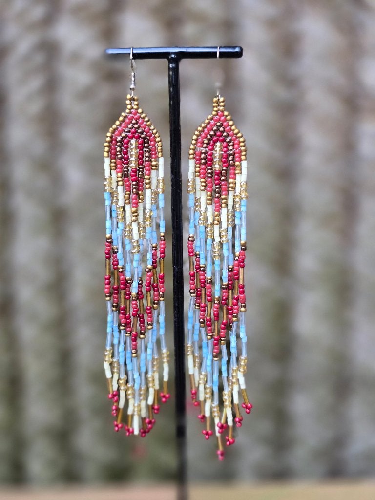 Bohemian oorbellen Ibiza style Boho blauw/rood/goud/zilver, Hangers, Overige kleuren, Nieuw, Ophalen of Verzenden