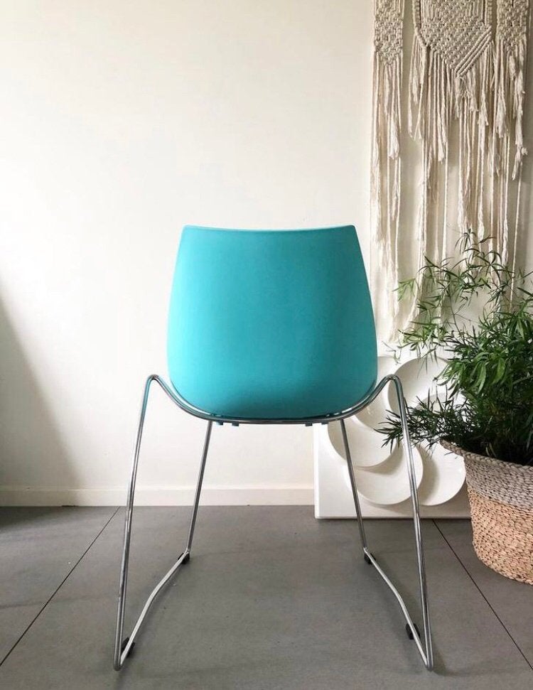 Geweldige set (5x) PARRI design by Marco Maran STOELEN, Ophalen, Blauw, Zo goed als nieuw, Vijf, Zes of meer stoelen