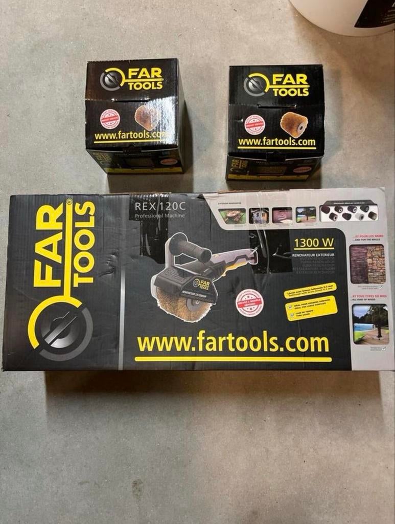 FARTOOLS REX120C terrasborstel + 2 borstels NIEUW!, Ophalen of Verzenden, Nieuw