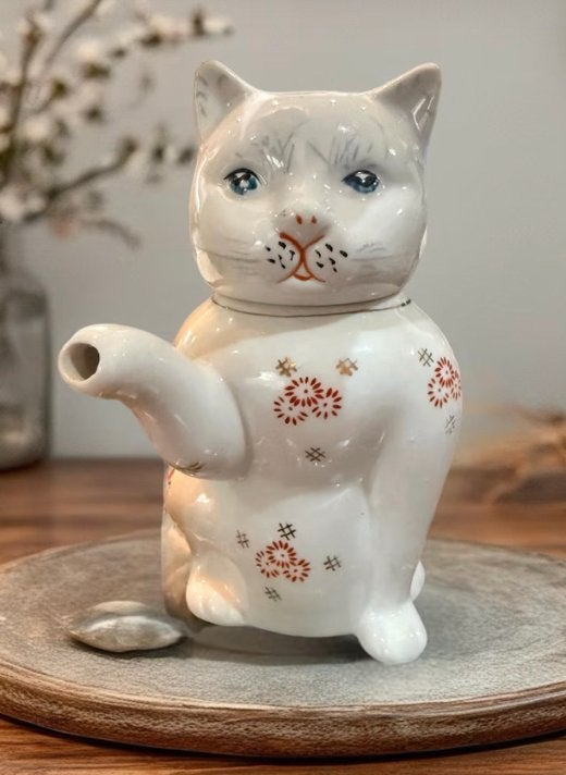 Vintage jaren 70 poezen theepotje erg decorattief, Antiek en Kunst, Ophalen