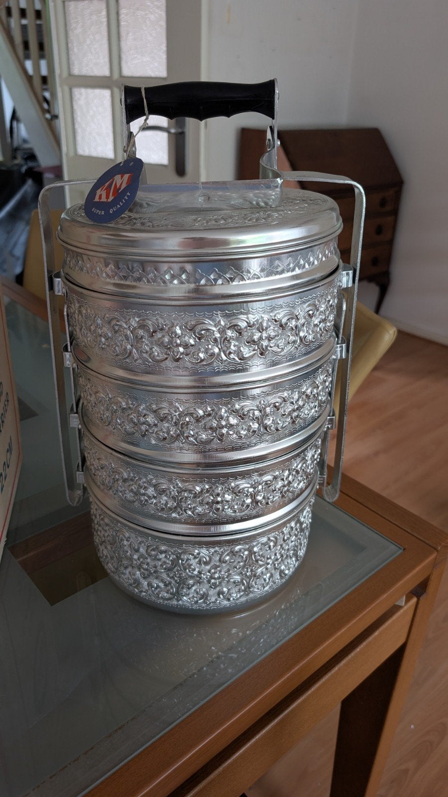Traditionele Zilver Stoompan / Food Carrier - 5 Lagen - 22cm, Ophalen