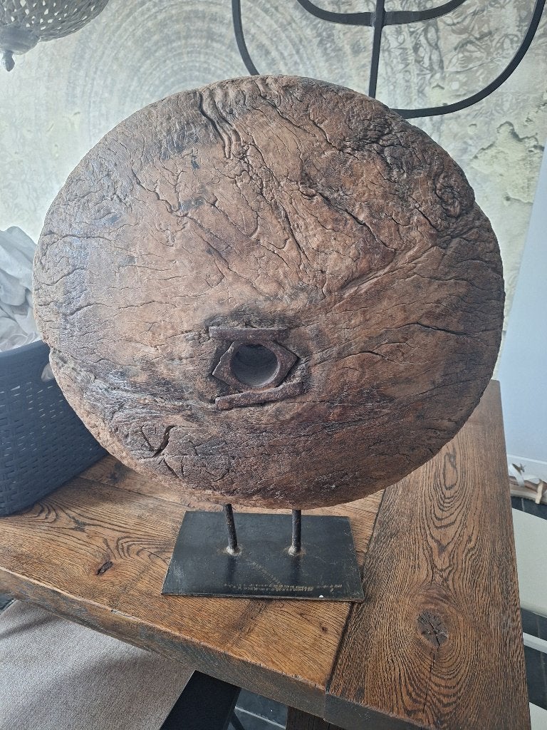 Oud houten decoratie wiel, Ophalen, Hout, Zo goed als nieuw, Bruin