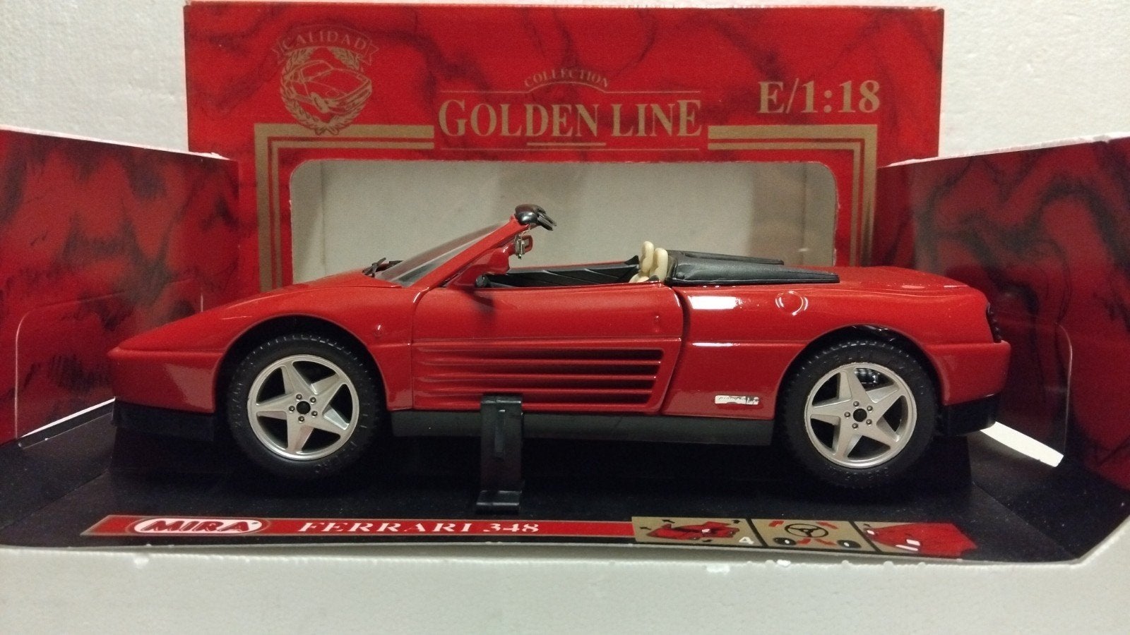 Ferrari 348 TS Spyder cabriolet rood Mira metal 1:18 KRD, Ophalen of Verzenden, Zo goed als nieuw, Auto, Overige merken