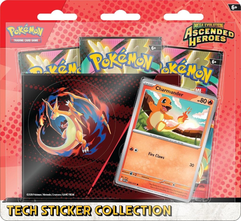 Pokémon Ascended Heroes Tech Sticker Charmander 3-Pack, Ophalen of Verzenden, Nieuw, Booster, Foil