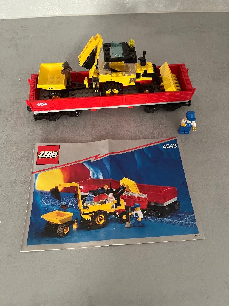 Lego Vintage Railroad Tractor Wagon met Graafmachine  4543, Lego, Compleet, Ophalen of Verzenden, Zo goed als nieuw