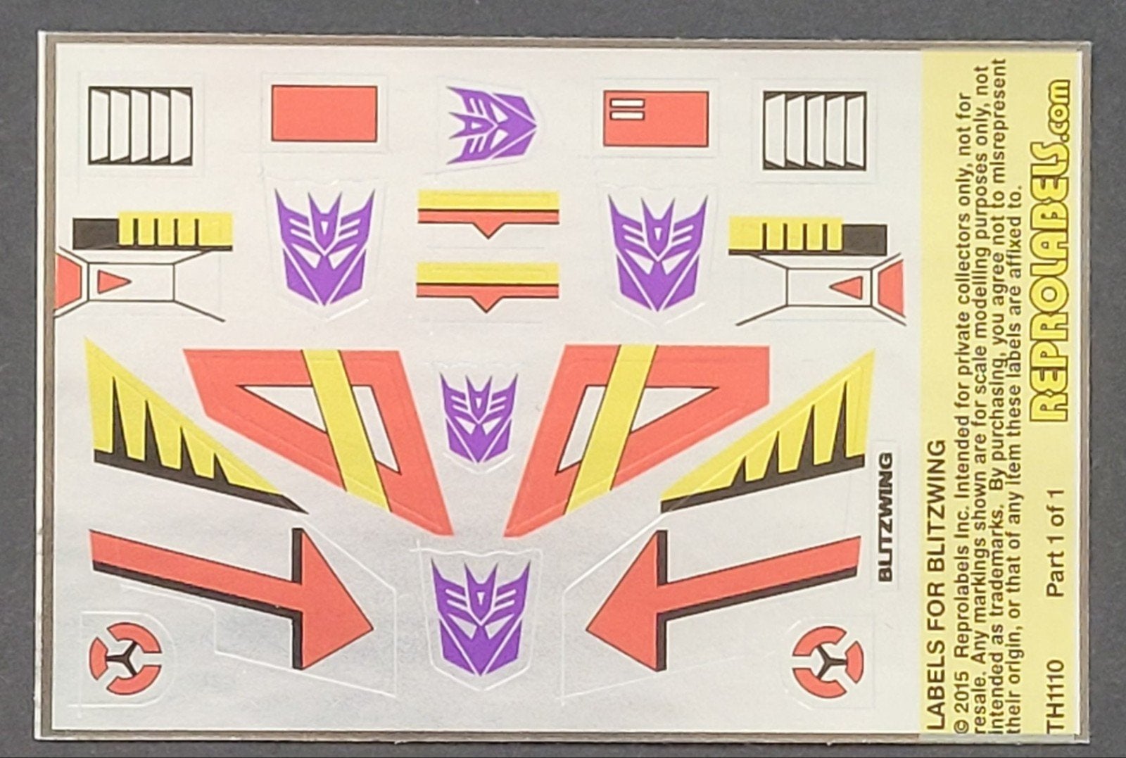 Transformers Blitzwing Reprolabels Sticker Set - Nieuw, Ophalen of Verzenden, Nieuw