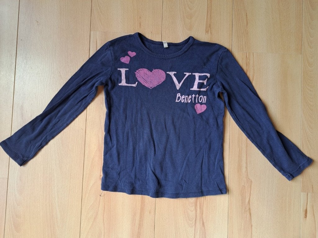 Benetton longsleeve (maat 140/146), Ophalen of Verzenden, Gebruikt, Meisje, Shirt of Longsleeve