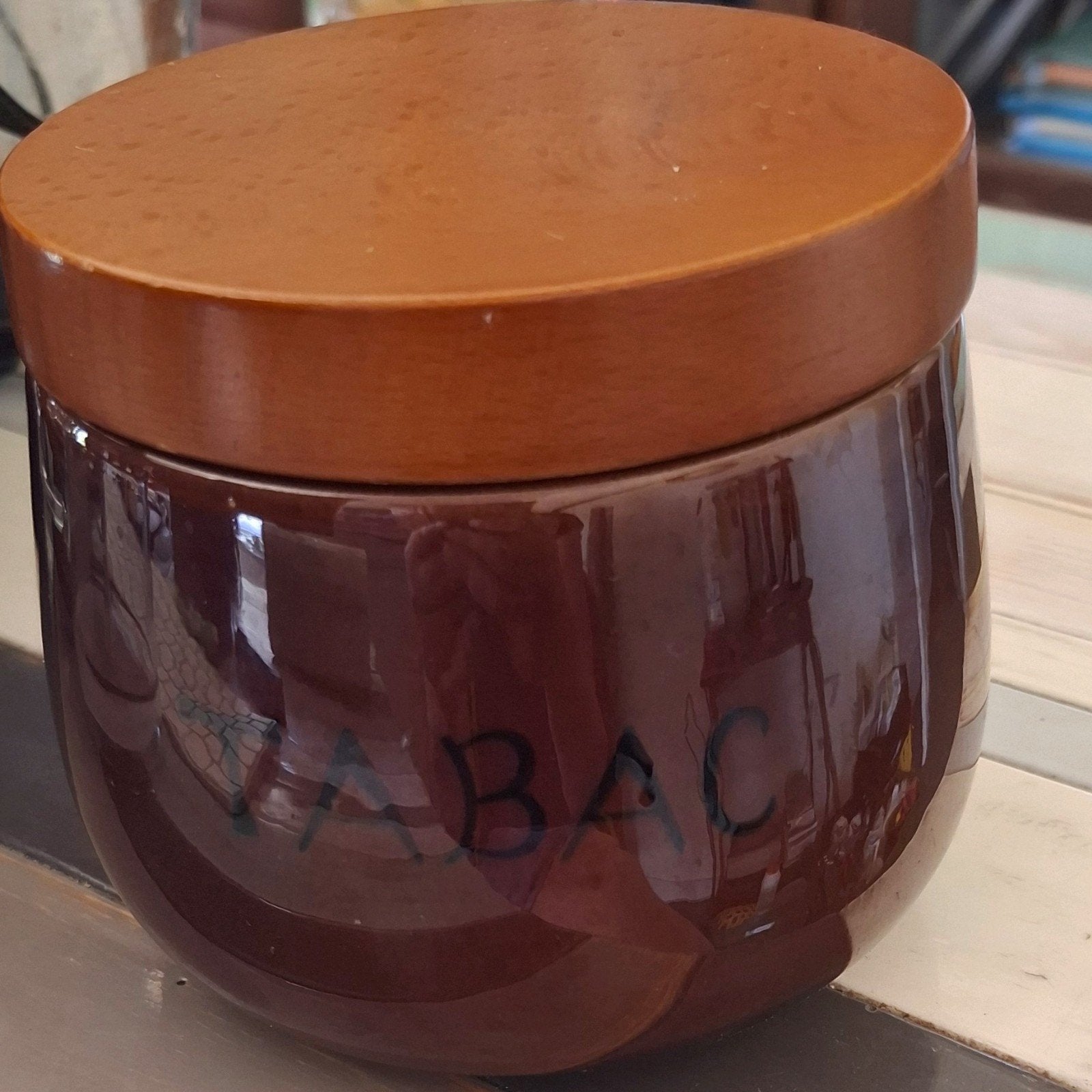 Tabak pot / tabacco, Ophalen of Verzenden, Zo goed als nieuw, Bruin, Vintage
