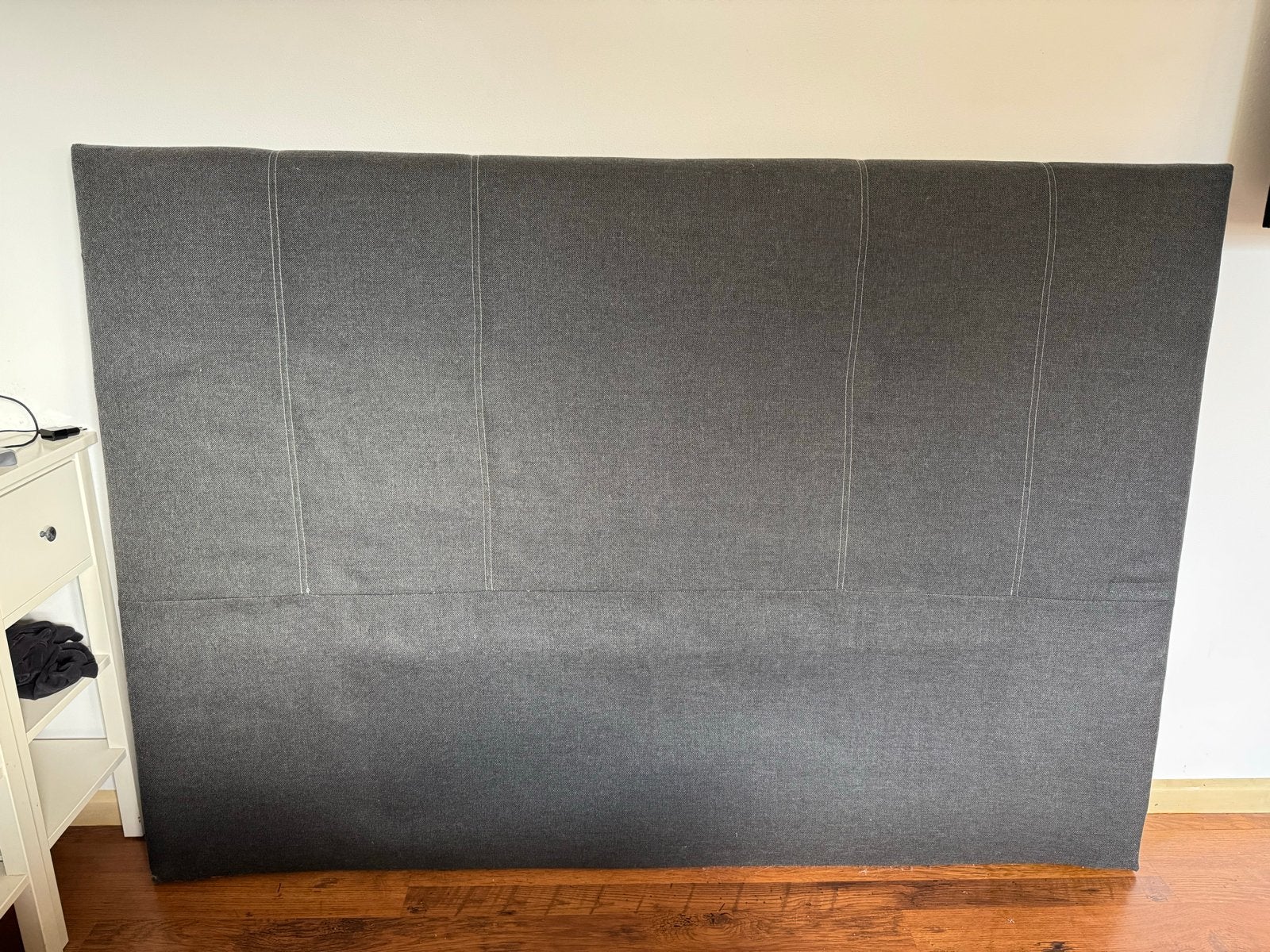 Hoofdbord voor boxspring - Grijs stof, Ophalen, Tweepersoons, Zo goed als nieuw, 180 cm
