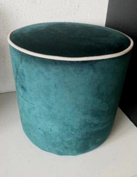 Xenos ronde poef 35x35cm €12,50 petrol-groen, Huis en Inrichting, Banken | Voetenbanken en Poefen, Minder dan 50 cm, Gebruikt
