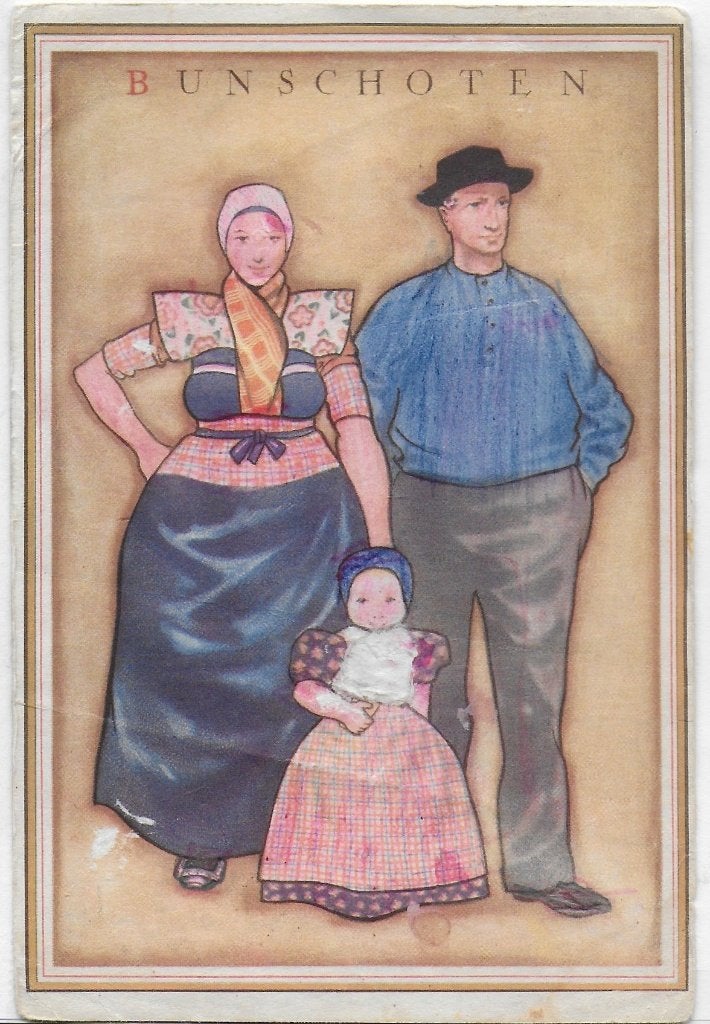 Bunschoten Klederdracht Ansichtkaart  uit 1948 ( B3060 ), Ophalen of Verzenden, 1940 tot 1960, Gelopen, Zeeland
