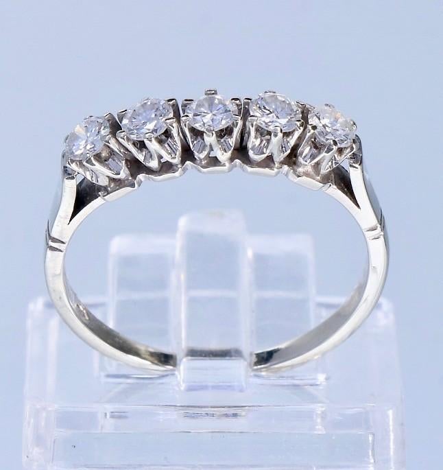 18K Sierlijke Witgouden Rijring 0,33 CRT Briljant, Ophalen of Verzenden, Zo goed als nieuw, 17 tot 18, Dame