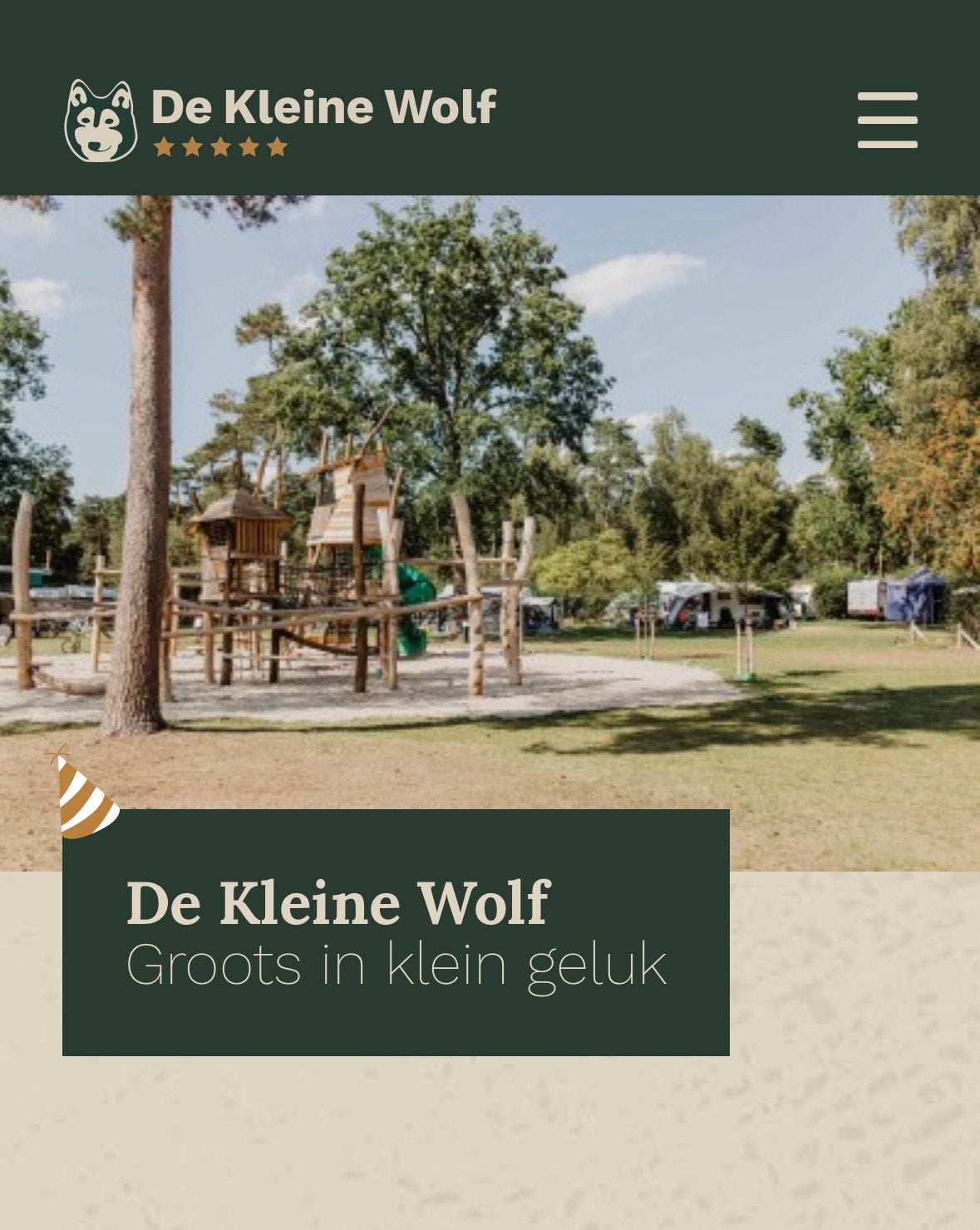 Campingplek de Kleine Wolf 3 nacht 15-07 t/m zaterdag 18-07, Ophalen