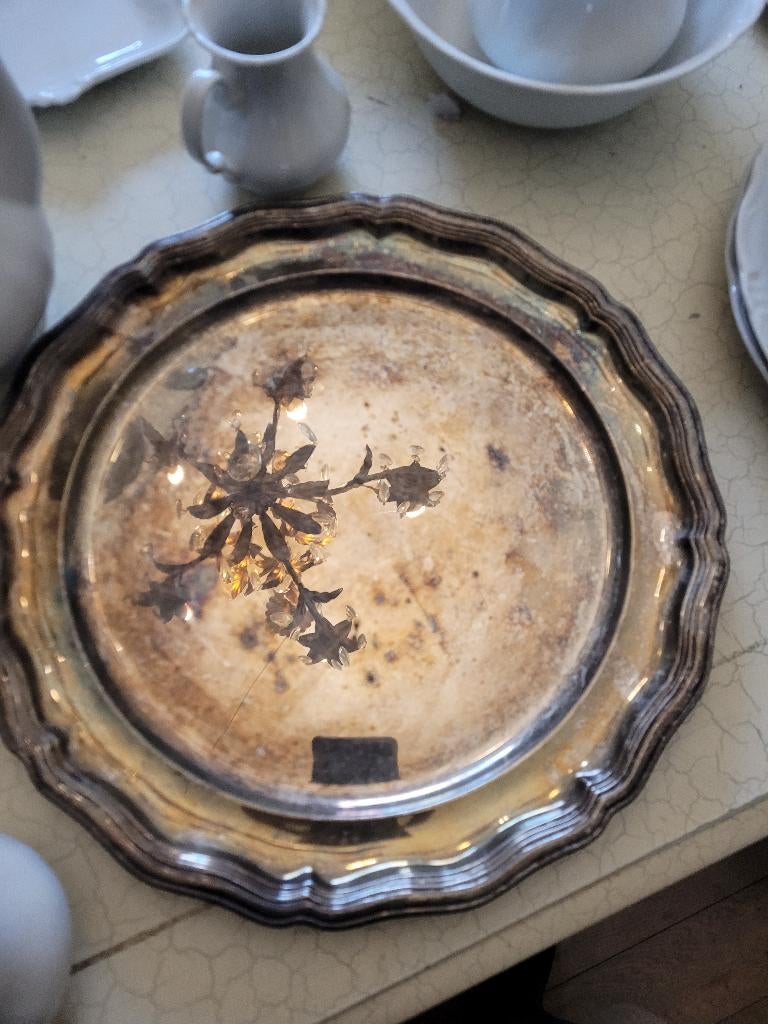 Oud verzilverd dienblad, Huis en Inrichting, Woonaccessoires | Dienbladen, Heikant 21 Kaatsheuvel, Gebruikt, Ophalen of Verzenden
