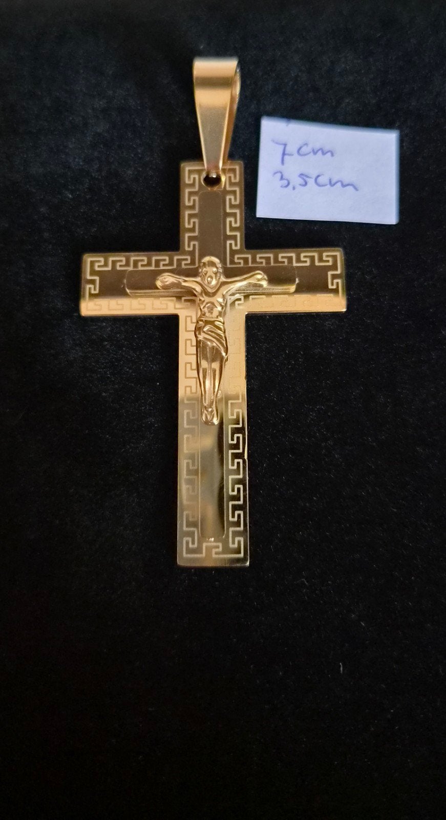 Jezus aan het kruis kettinghanger 7x3,5cm, Ophalen of Verzenden, Nieuw, Goud, Kruis of Symbool
