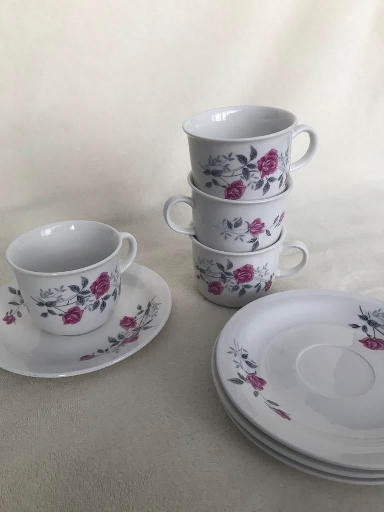 Blokker vintage theeservies met bloemen / rozen set nieuw, Ophalen, Nieuw, Overige stijlen, Kop(pen) en/of Schotel(s)