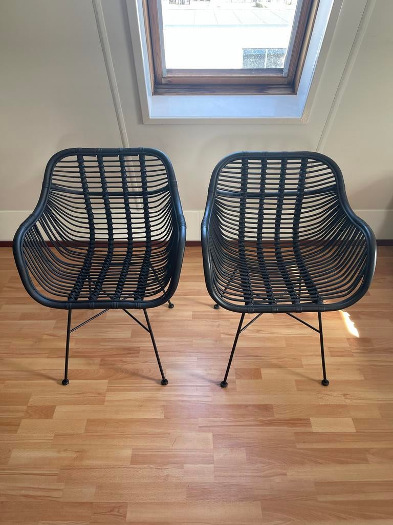 Rotan eetkamerstoelen Julan, Huis en Inrichting, Ophalen, Zo goed als nieuw, Zwart, Vier