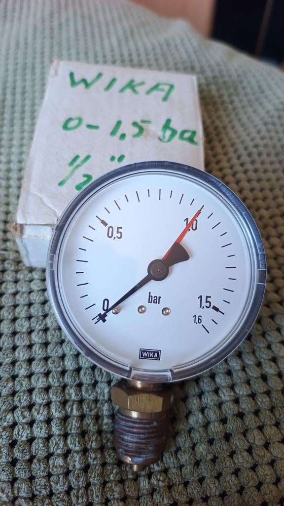 Wika manometer 0 - 1,5 bar, Ophalen of Verzenden, Druk