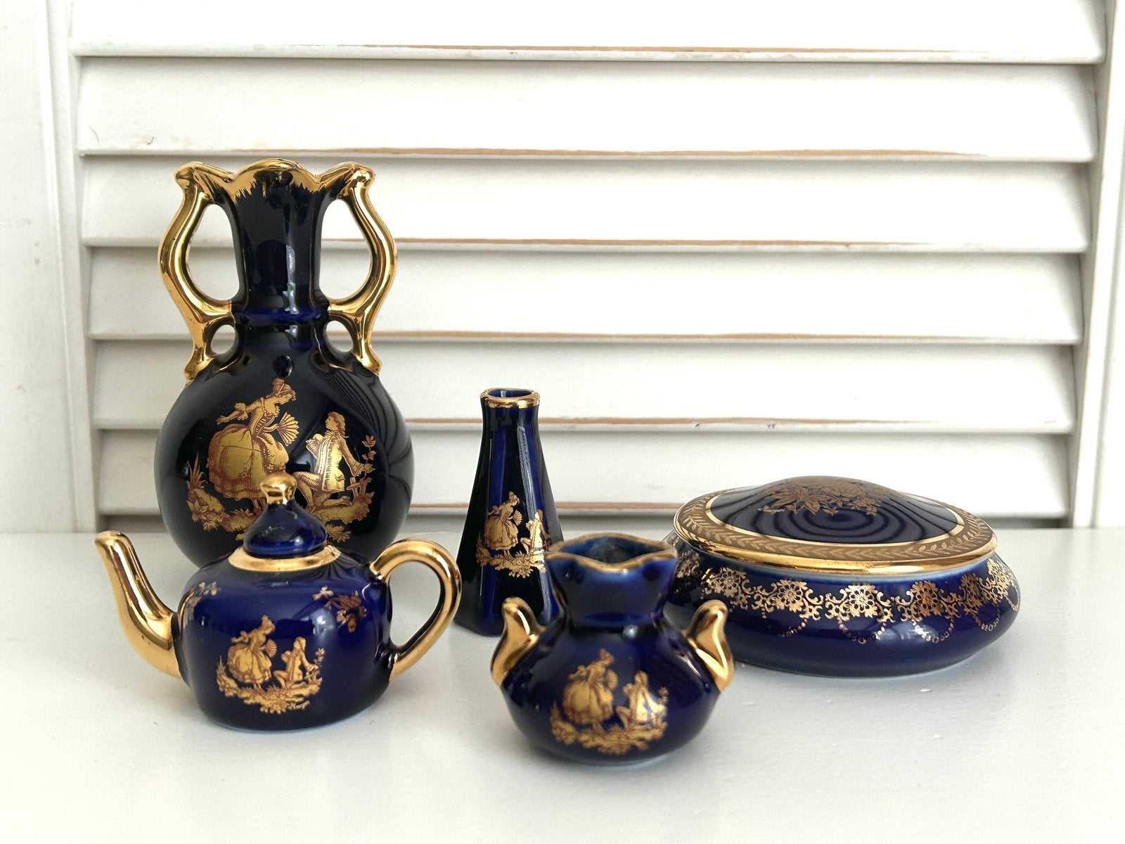 Vintage Limoges porselein kobalt blauw en goud, Ophalen