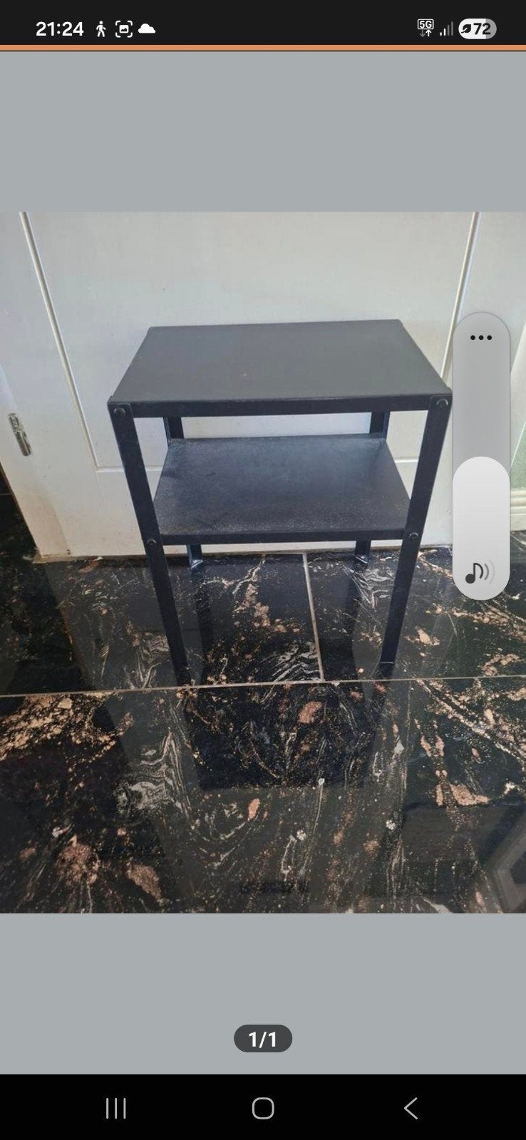 Zwart metalen bijzettafel/plantenstandaard, Minder dan 55 cm, Gebruikt, Metaal of Aluminium, Modern, minimalistisch