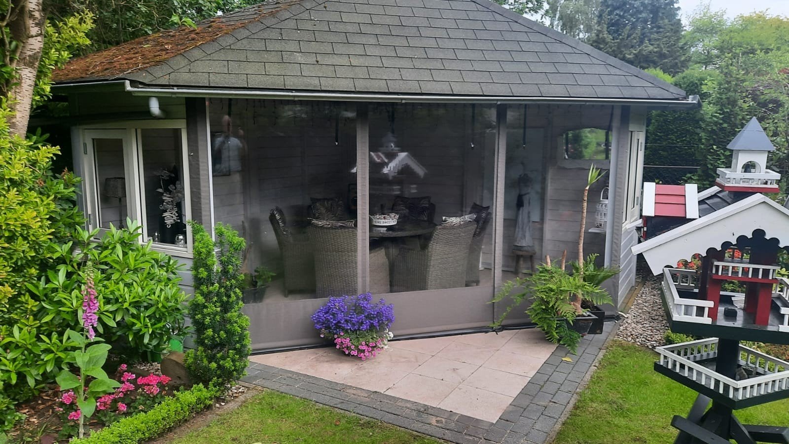 Gedegen verandazeil, Tuin en Terras, Tuinhuizen, Ophalen, Zo goed als nieuw, 250 tot 500 cm, 200 tot 400 cm