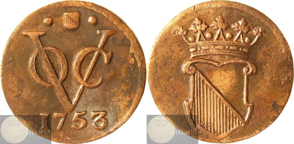 V.O.C. - Utrecht - ½ Duit 1753, Ophalen of Verzenden, Vóór koninkrijk, Overige waardes, Losse munt