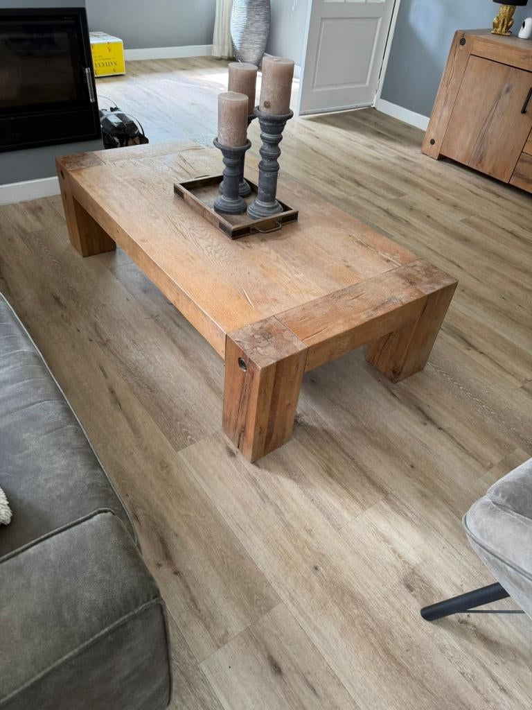 Blank eiken salontafel van Goossens, Ophalen, Gebruikt, 50 tot 100 cm, 50 tot 100 cm