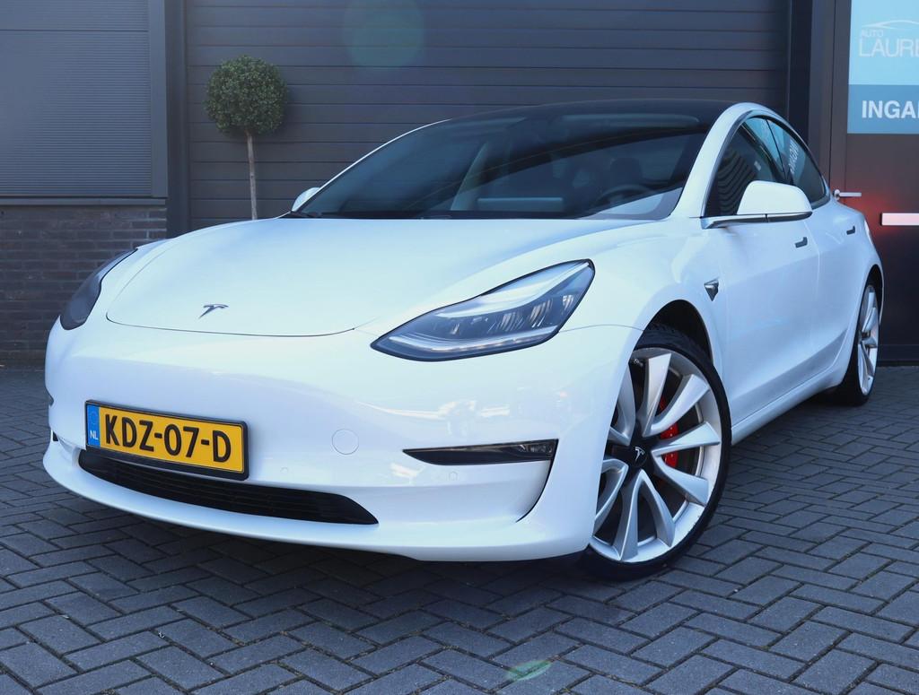 Tesla Model 3 Long Range AWD 75 kWh | SOH 93.5% | FSD3 | Aut, Auto's, Tesla, Automaat, Stof, Zwart, Wit