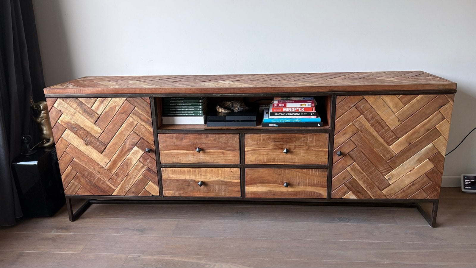 Robuust dressoir/tv-meubel van akazia hout, Huis en Inrichting, Ophalen, Zo goed als nieuw, 200 cm of meer, Minder dan 100 cm